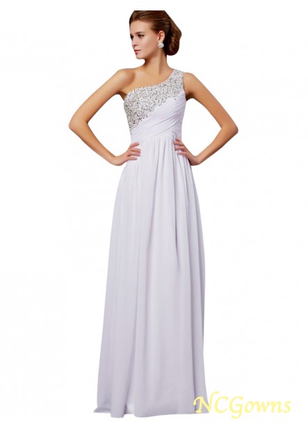 Ncgowns One-Shoulder Beading Embellishment Sheath Column Silhouette Other Natural Waist Chiffon Fabric Prom Dresses