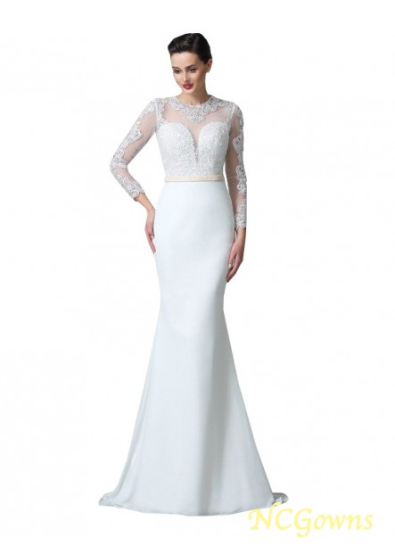 Natural Waist Jewel Long Sleeves Lace Trumpet Mermaid Silhouette Luxury Wedding Dresses