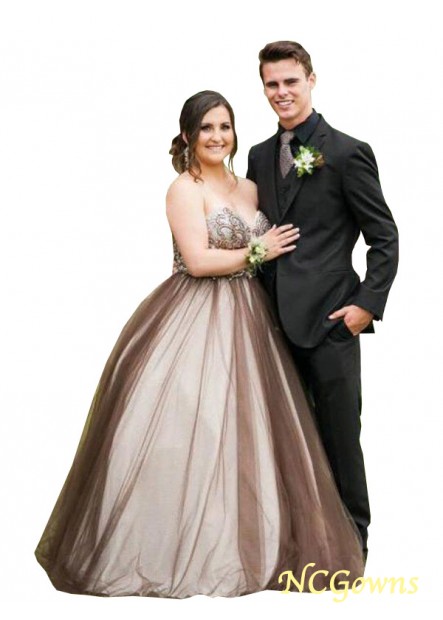 Other Tulle Floor-Length Sleeveless Sleeve Sweetheart Beading Ball Gown Plus Size Evening Dresses