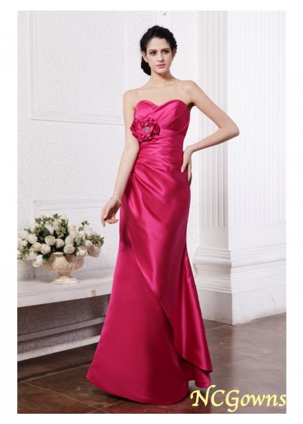 Natural Elastic Woven Satin Fabric Zipper Floor-Length Bridesmaid Dresses