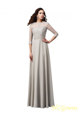 Ncgowns Zipper Back Style 3 4 Sleeves Applique Chiffon Long Formal Dresses
