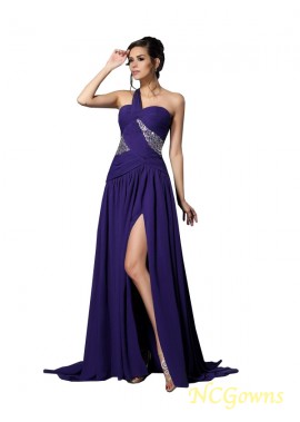 One-Shoulder Chiffon Fabric Prom Dresses T801524707074