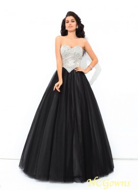 Net Fabric Ball Gown Zipper Natural Black Dresses T801524705540