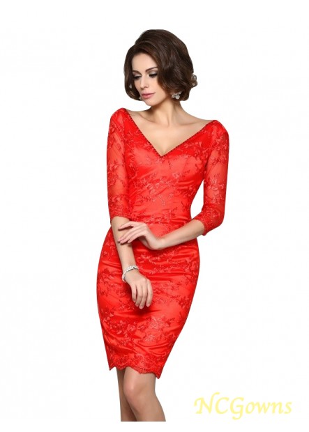 1 2 Sleeves Lace V-Neck Color Mother of the Bride Dress