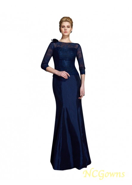 Ncgowns Bateau Natural Waist 1 2 Sleeves Sleeve Taffeta Floor-Length Wedding Party Dresses T801524725393