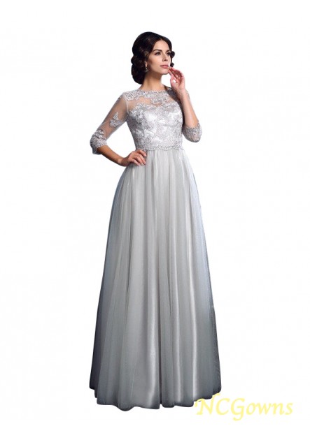 A-Line 3/4 Sleeves Applique Floor-Length Mother Of The Bride Dresses