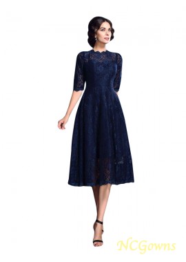 Knee-Length 1/2 Sleeves A-Line Wedding Party Mother Dresses