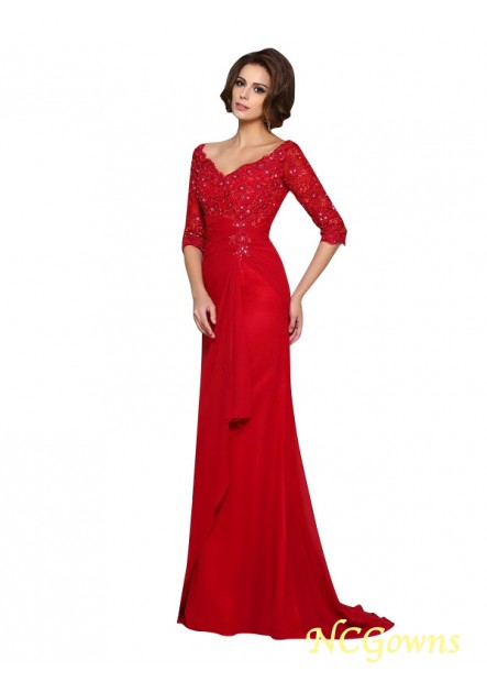 Ncgowns Beading Applique Natural Sweep Brush Train Hemline Train Zipper Back Style Red Dresses T801524724966