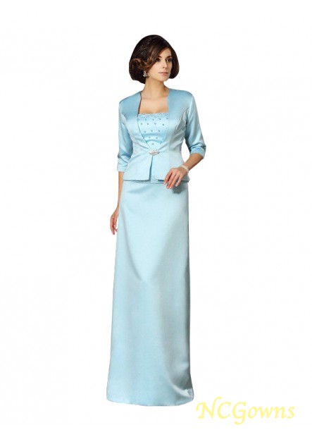 Satin Floor-Length Mother Dresses with Jacket