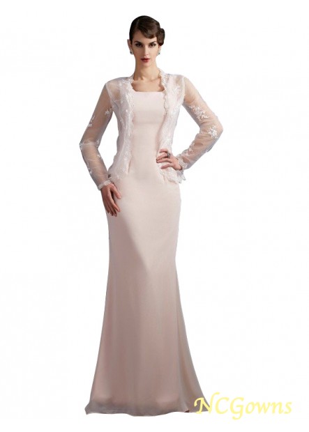 Floor-Length Sheath Column Silhouette Sleeveless Sleeve Square Natural Chiffon Mother Of The Bride Dresses