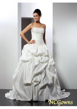 Cathedral Train Hemline Train Ball Gown Strapless Other Empire Sleeveless Satin Wedding Dresses