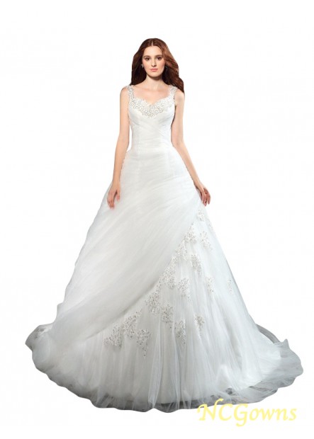 Natural Ball Gown Sleeveless Sleeve Court Train Net Luxury Wedding Dresses T801524715311