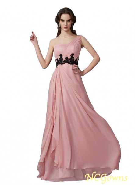 Zipper One-Shoulder A-Line Princess Natural Long Evening Dresses