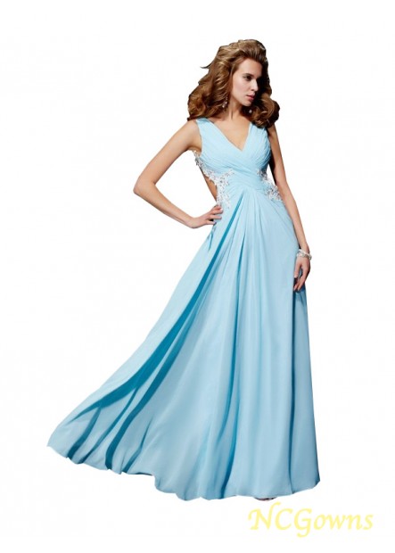 Beading Applique Embellishment Backless Sleeveless Floor-Length A-Line Princess Long Prom Dresses