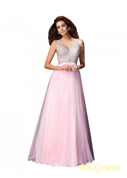 Elastic Woven Satin V-Neck Sleeveless Sleeve A-Line Princess Floor-Length Ruffles Special Occasion Dresses