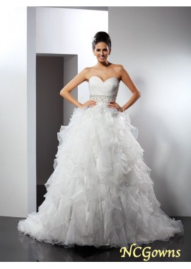 Ncgowns Ball Gown Chapel Train Empire Sweetheart Organza Fabric 2023 Wedding Dresses