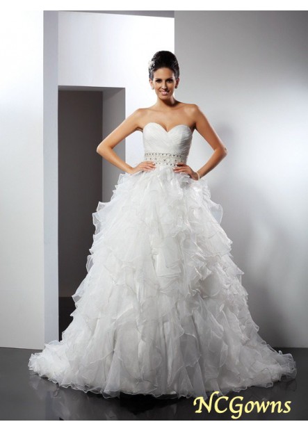 Ncgowns Ball Gown Chapel Train Empire Sweetheart Organza Fabric 2023 Wedding Dresses