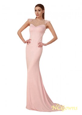 Jewel Neckline Natural Waist Spandex Fabric Short Sleeves Long Evening Dresses T801524707431