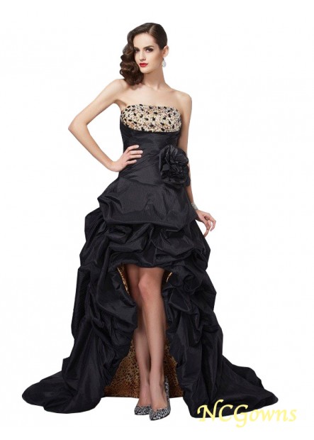Ncgowns Taffeta Fabric Sleeveless Sleeve A-Line Princess Silhouette Beading Zipper Back Style Prom Dresses