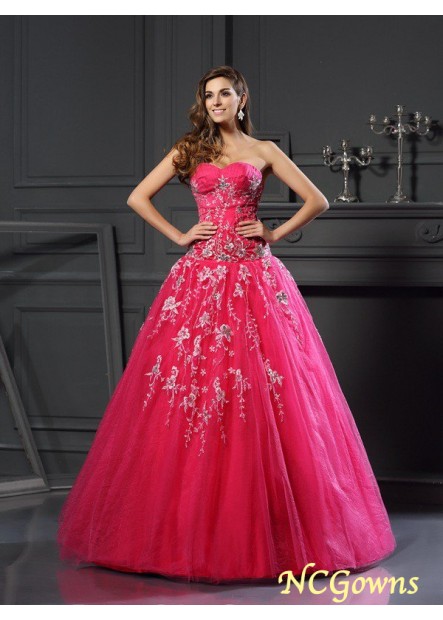 Ball Gown Zipper Floor-Length Applique Net Sweetheart Neckline 2023 Formal Dresses