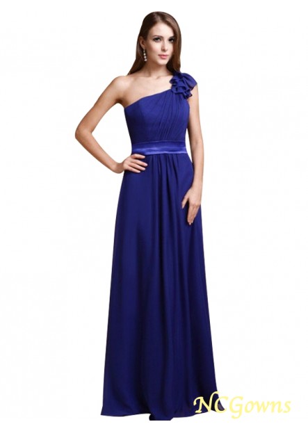 Ruffles Embellishment Natural Waist Chiffon Sleeveless A-Line Princess Royal Blue Dresses