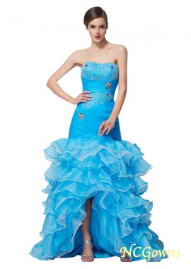 Sleeveless Lace Up Back Style Asymmetrical Sweetheart Neckline High Low Prom Dresses