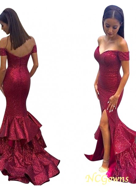 Ncgowns Sleeveless Other Back Style Sequin Sequins Off-The-Shoulder Neckline Trumpet Mermaid Prom Dresses