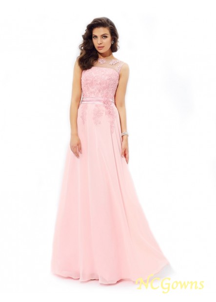 A-Line Princess Silhouette Scoop Chiffon Natural Waist 2023 Formal Dresses