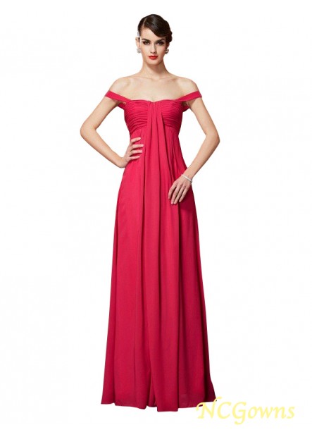 Chiffon Off-The-Shoulder Neckline Empire 2023 Prom Dresses