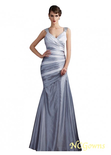 Sleeveless Natural Satin Fabric Floor-Length Pleats Long Evening Dresses T801524707505