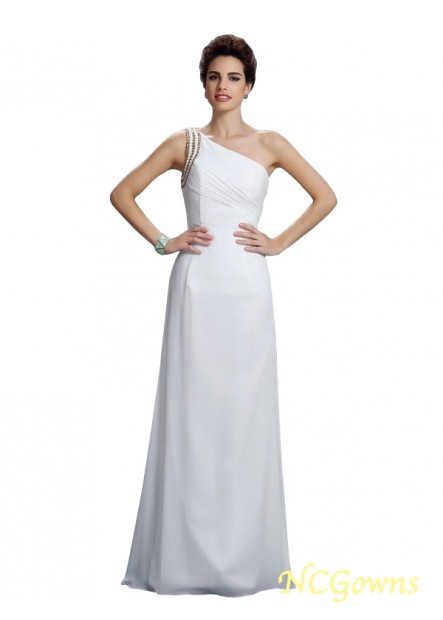 Beading Other Back Style One-Shoulder Floor-Length Hemline Train Chiffon Fabric Sheath Column Long Prom Dresses