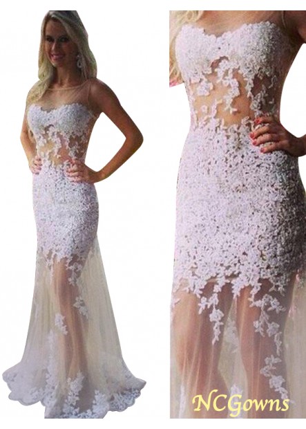 Ncgowns Sleeveless Natural Waist Other Applique Embellishment Tulle White Dresses