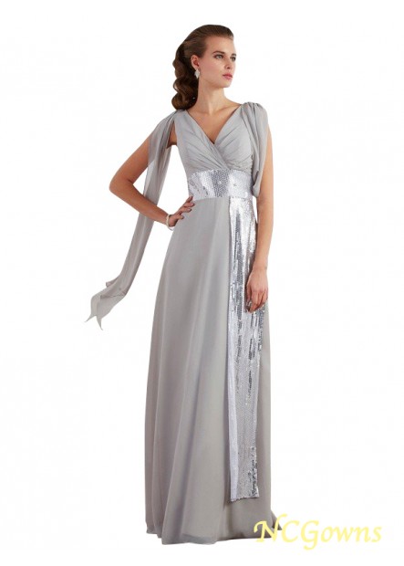Chiffon Lace Paillette Short Sleeves Sleeve Zipper Floor-Length Sheath Column Silhouette Natural Waist Long Evening Dresses