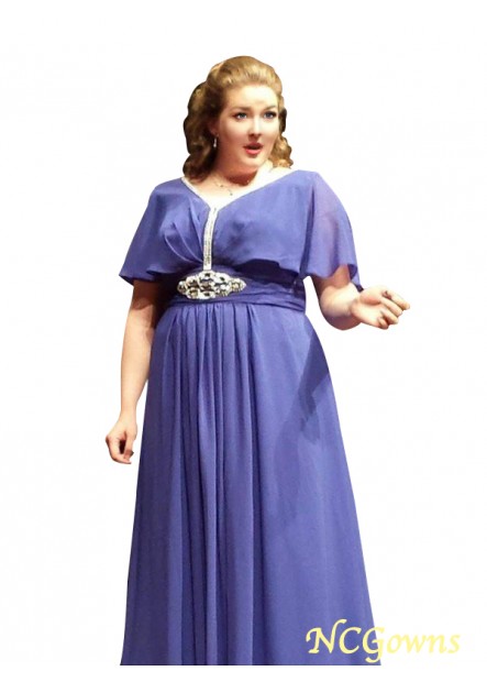 Short Sleeves Sleeve Natural Waist Other Chiffon Fabric Beading Embellishment A-Line Princess Plus Size Evening Dresses