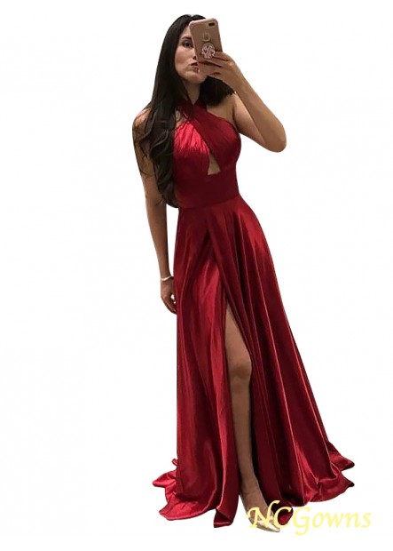 Halter Other Back Style A-Line Princess Silhouette Natural Waist Red Dresses