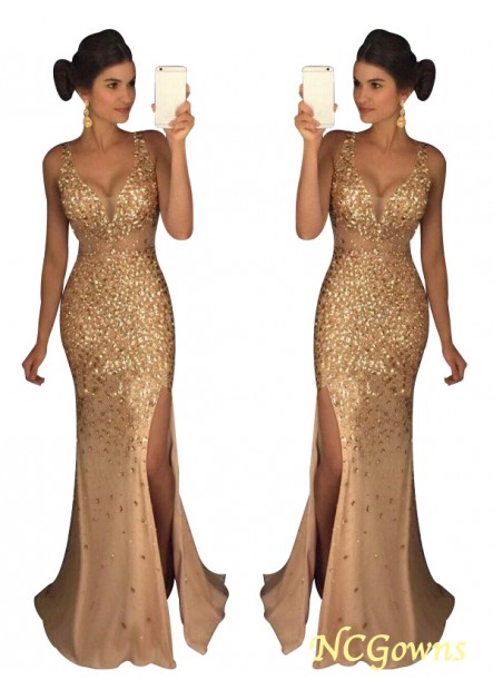 V-Neck Neckline Sleeveless Sleeve Empire Jersey Fabric Prom Dresses T801524640105