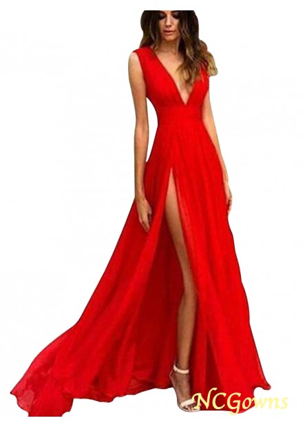 Natural Ruffles A-Line Princess Red Dresses