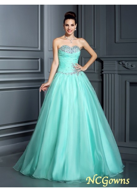 Ball Gown Silhouette Sweetheart Neckline Beading Organza 2023 Prom Dresses