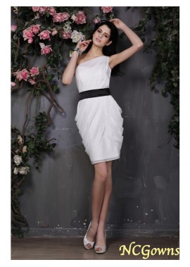Sheath Column Silhouette Chiffon One-Shoulder Pleats Sleeveless Homecoming Dresses T801524711164