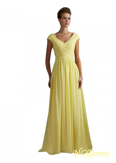 Ncgowns V-Neck Short Sleeves Sleeve A-Line Princess Silhouette Chiffon Fabric Special Occasion Dresses