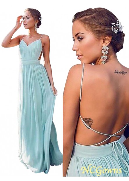 Ncgowns A-Line Princess Spaghetti Straps Ruched Floor-Length Hemline Train Other Long Prom Dresses T801524703925
