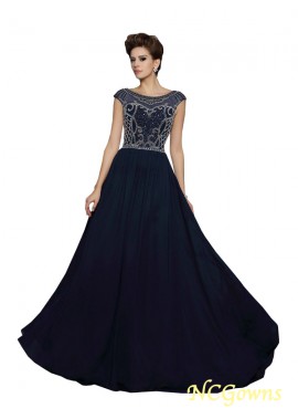 Ncgowns A-Line Princess Silhouette Sweep Brush Train Beading Zipper Back Style Coast Evening Dresses
