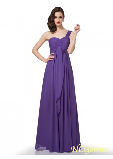 Ncgowns One-Shoulder Empire Floor-Length Hemline Train Chiffon Fabric Pleats 2023 Prom Dresses