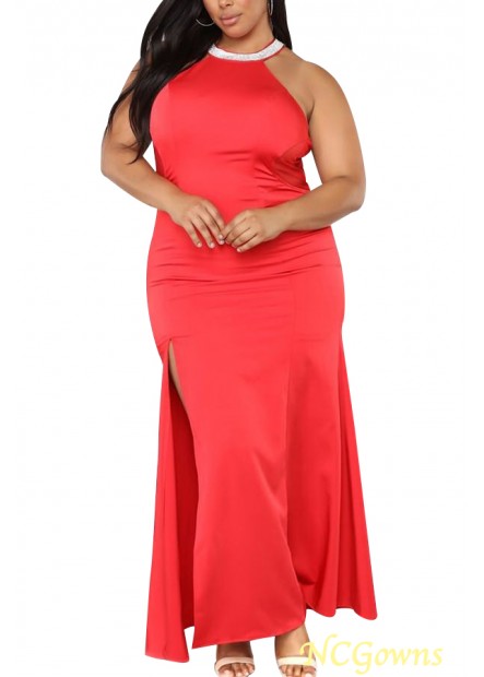 High Neck Sleeveless Bodycon Silhouette  Polyester  Spandex Material Plus Size