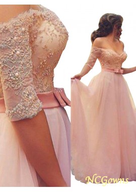 A-Line Princess Off-The-Shoulder Prom Dresses