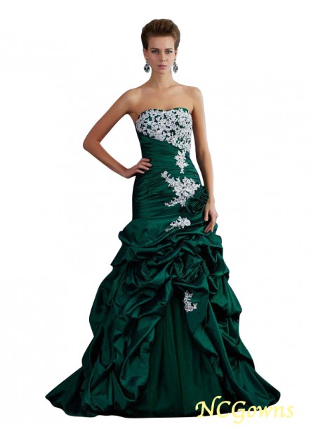 Strapless Natural Waist Ball Gown Applique Embellishment Sweep Brush Train Evening Dresses T801524709866