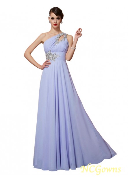 Beading Applique Embellishment Natural Waist Zipper One-Shoulder Chiffon A-Line Princess Silhouette Sleeveless Evening Dresses