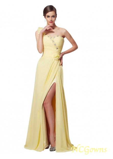 A-Line Princess Silhouette Sleeveless Other Beading Floor-Length One Shoulder