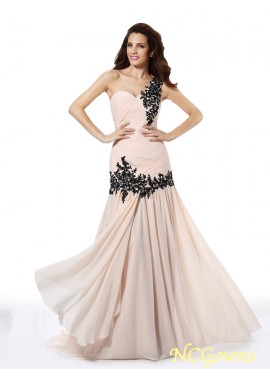 Natural One-Shoulder A-Line Princess Chiffon Beading Applique Prom Dresses T801524707531