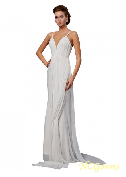 Backless Back Style V-Neck Ruffles Embellishment Chiffon Floor-Length Sleeveless Long Prom Dresses
